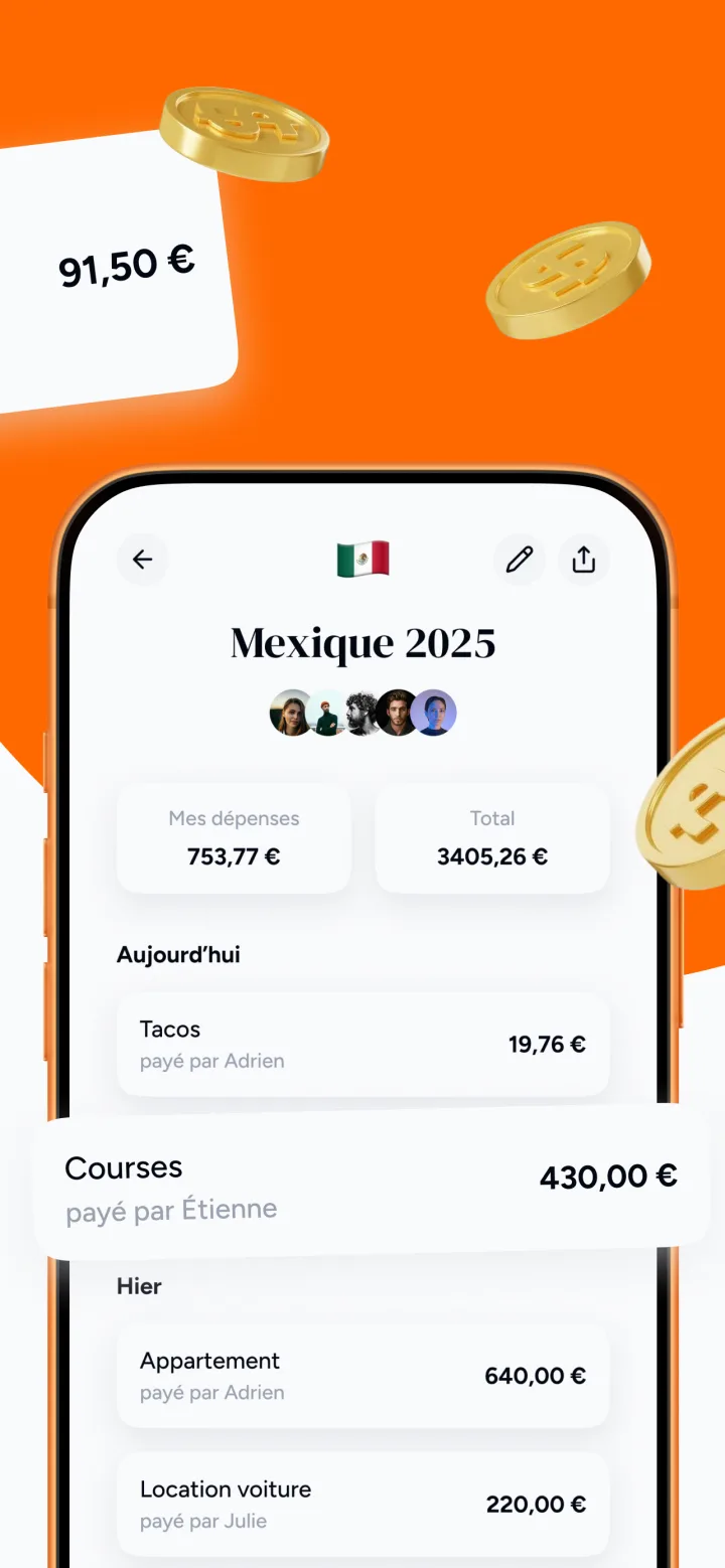 Le suivi des dépenses d'un groupe, au centime près